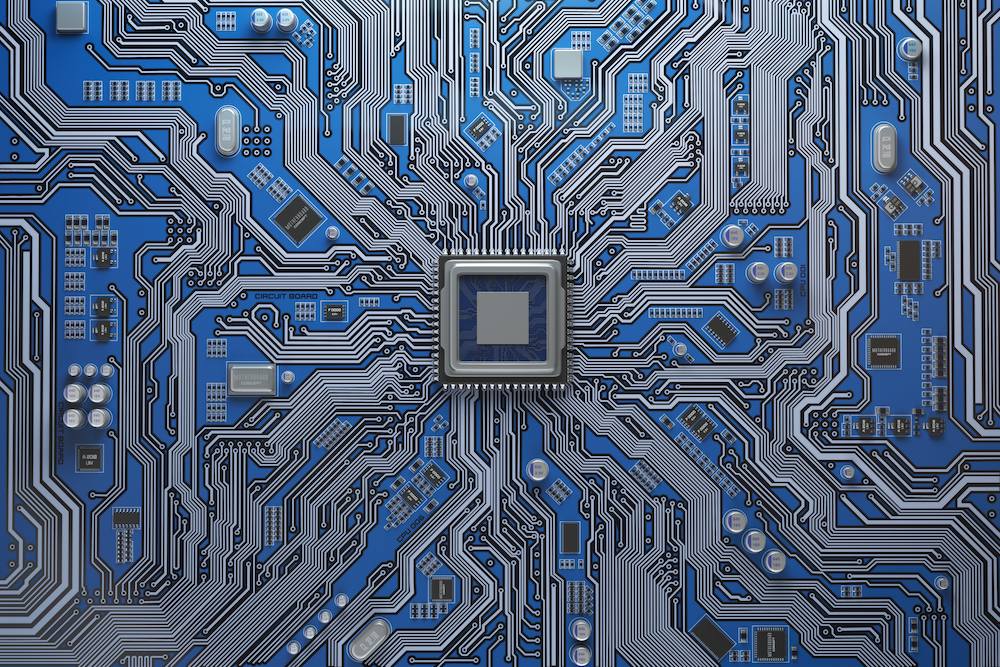 Circuit board system chip with core processor.